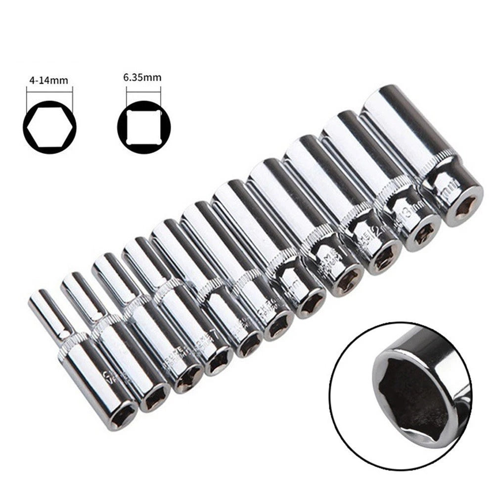 Socket Wrench Hex Socket Set of 4 (4-14mm) Chromium-Vanadium Steel