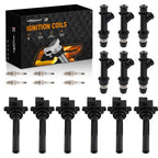 Set of 6 Fuel Injectors, 6 Ignition Coils, Spark Plugs for Isuzu Vehicross (1999–2001)