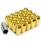 Set of 4 Open End M12x1.25 Gold Aluminum Wheel Lug Nuts 44mm Tall 25mm OD