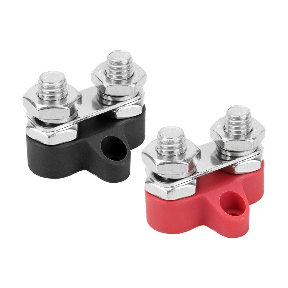 Dual M10 Stud Terminal Block for RV Marine (Stainless Steel Brass)