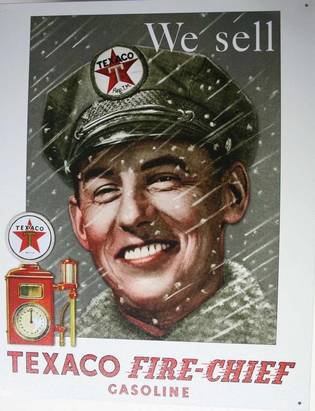 Tin Metal Sign for Texaco Fire Chief Gasoline (2220)