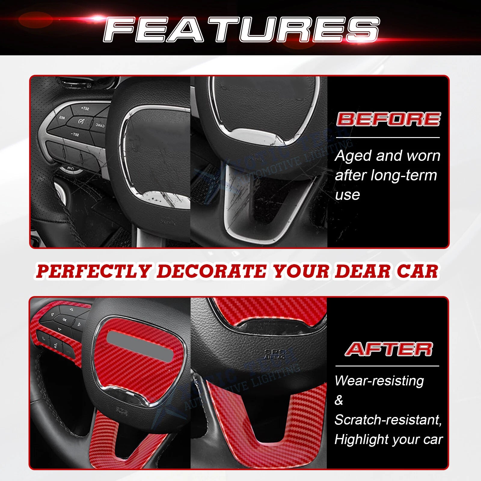 Carbon Fiber Driver Side Control Cover for Dodge Challenger Charger (2015-2024)
