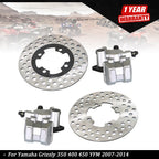 Front Brake Calipers & Rotors for Yamaha Grizzly 350 400 450 (2007â2014)