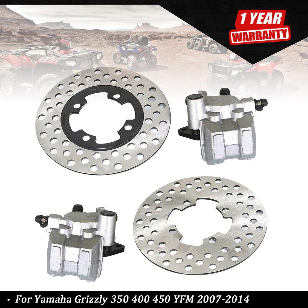Front Brake Calipers & Rotors for Yamaha Grizzly 350 400 450 (2007â2014)