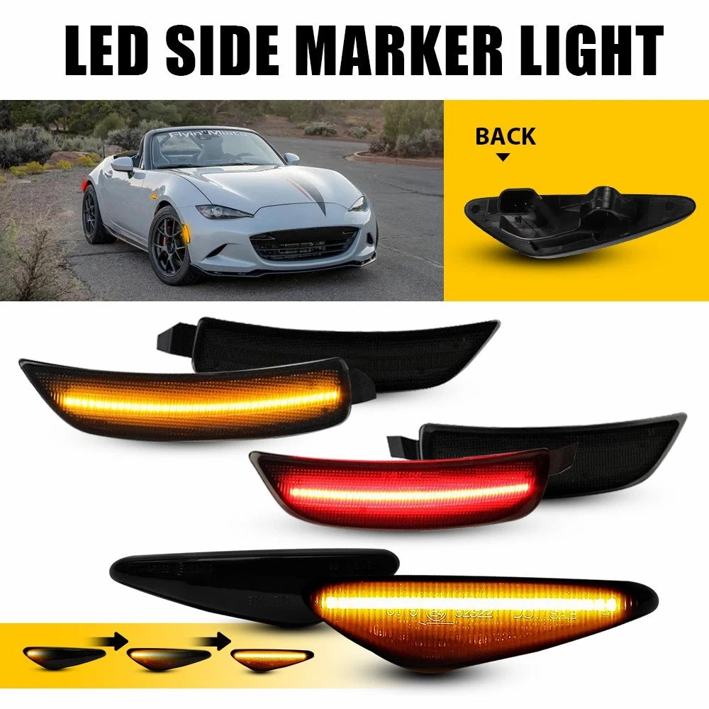 6X Smoke Lens Side Marker Light Assembly for Mazda Miata MX-5 (2016–2022)