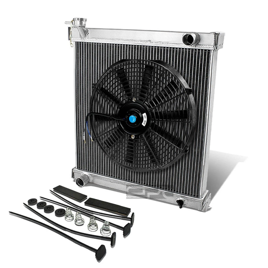 Aluminum Chrome Radiator + Black Slim Fan for Jeep Wrangler TJ (1997–2006)