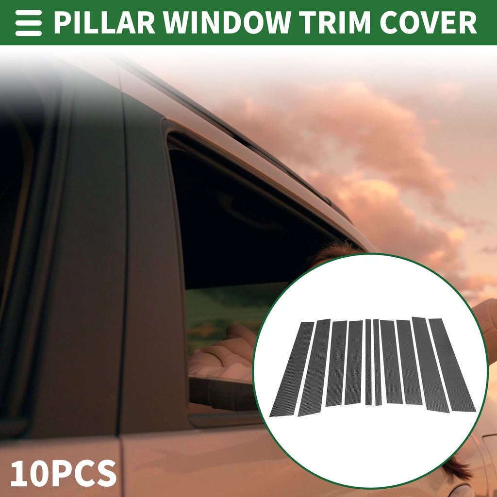 10 Pcs Door Pillar Window Trim for Mercedes GL-Class (2013–2019) Black Carbon Fiber