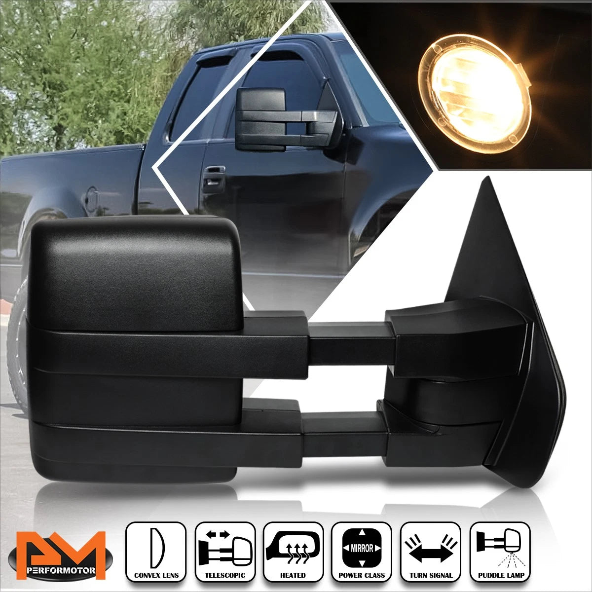 Power Heated LED Signal Puddle Lamp Side Towing Mirror for Ford F150 (2004–2014)