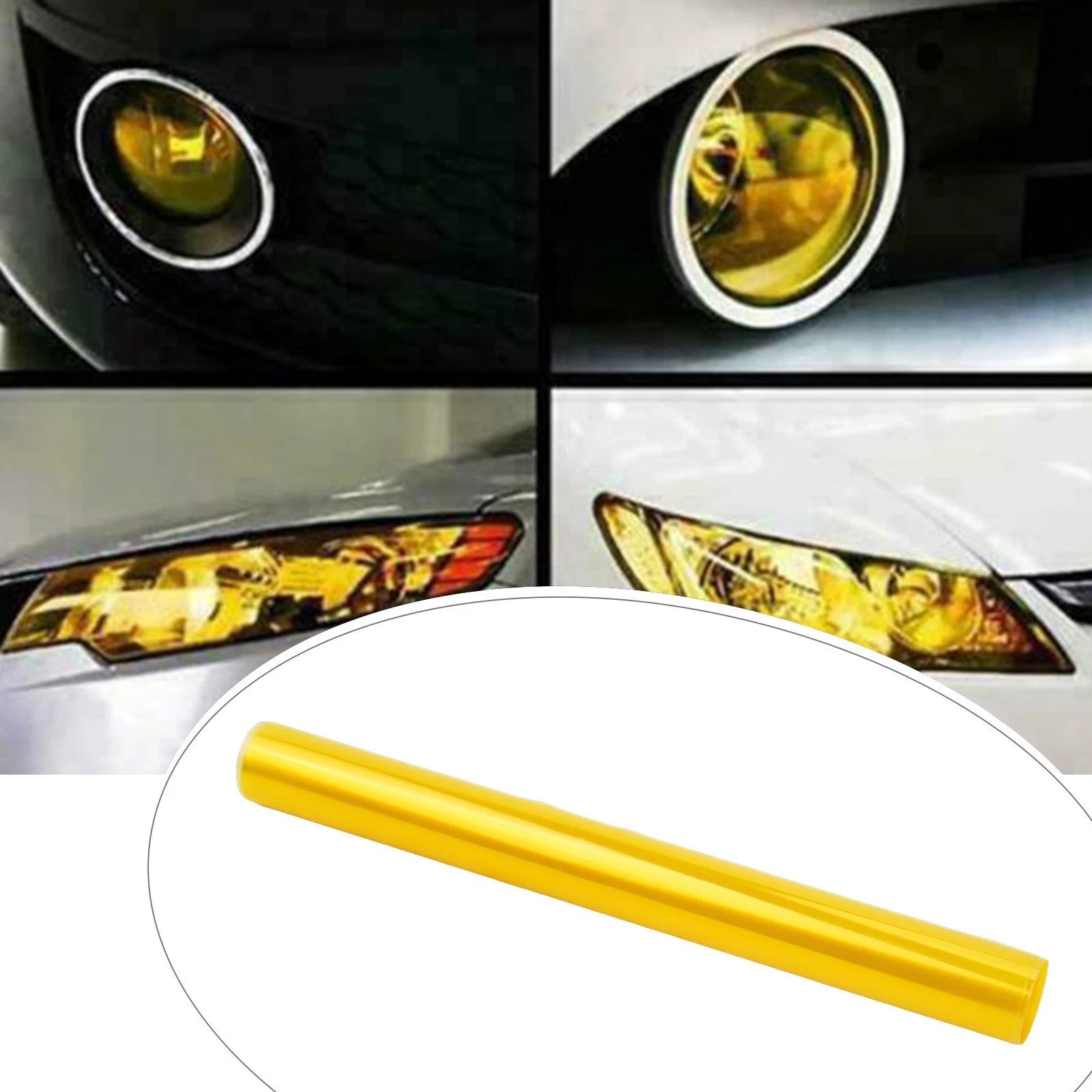 12X48 Yellow Gloss Black Smoke Headlight Fog Light Tint Film Vinyl