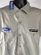 Mechanic Style Button Up Shirt for Ford F150 Owners (Gray Blue) (2011–2024)