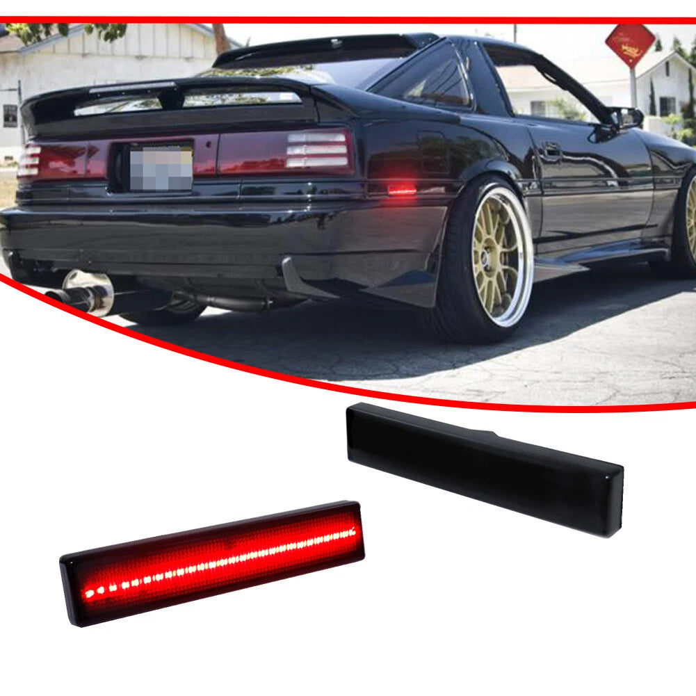 2X Smoked Red LED Rear Bumper Side Marker Lights for Toyota Supra (1986–1992)