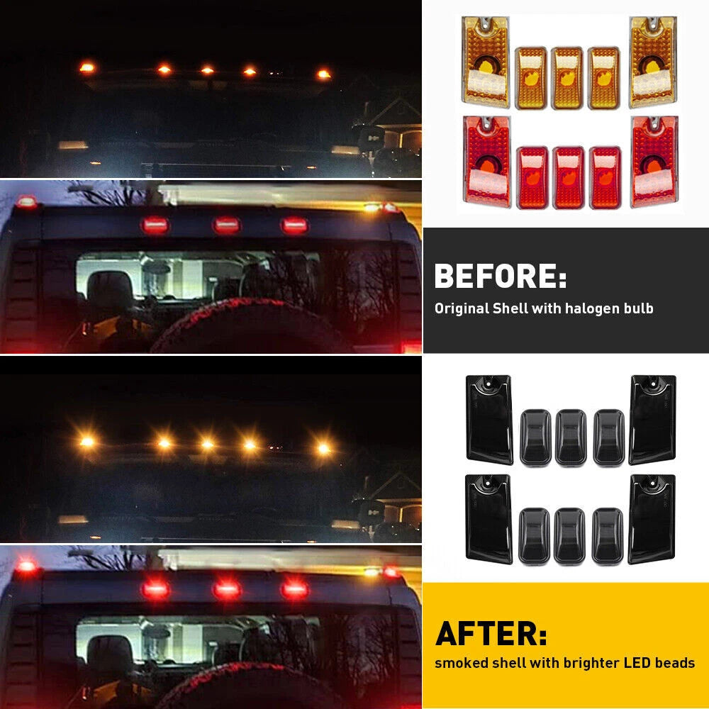 10PCS Set LED Cab Roof Marker Lights for Hummer H2 (2003–2009)