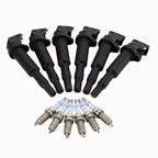Set of 6 Direct Ignition Coils & Spark Plugs for BMW 128i (2008–2013)