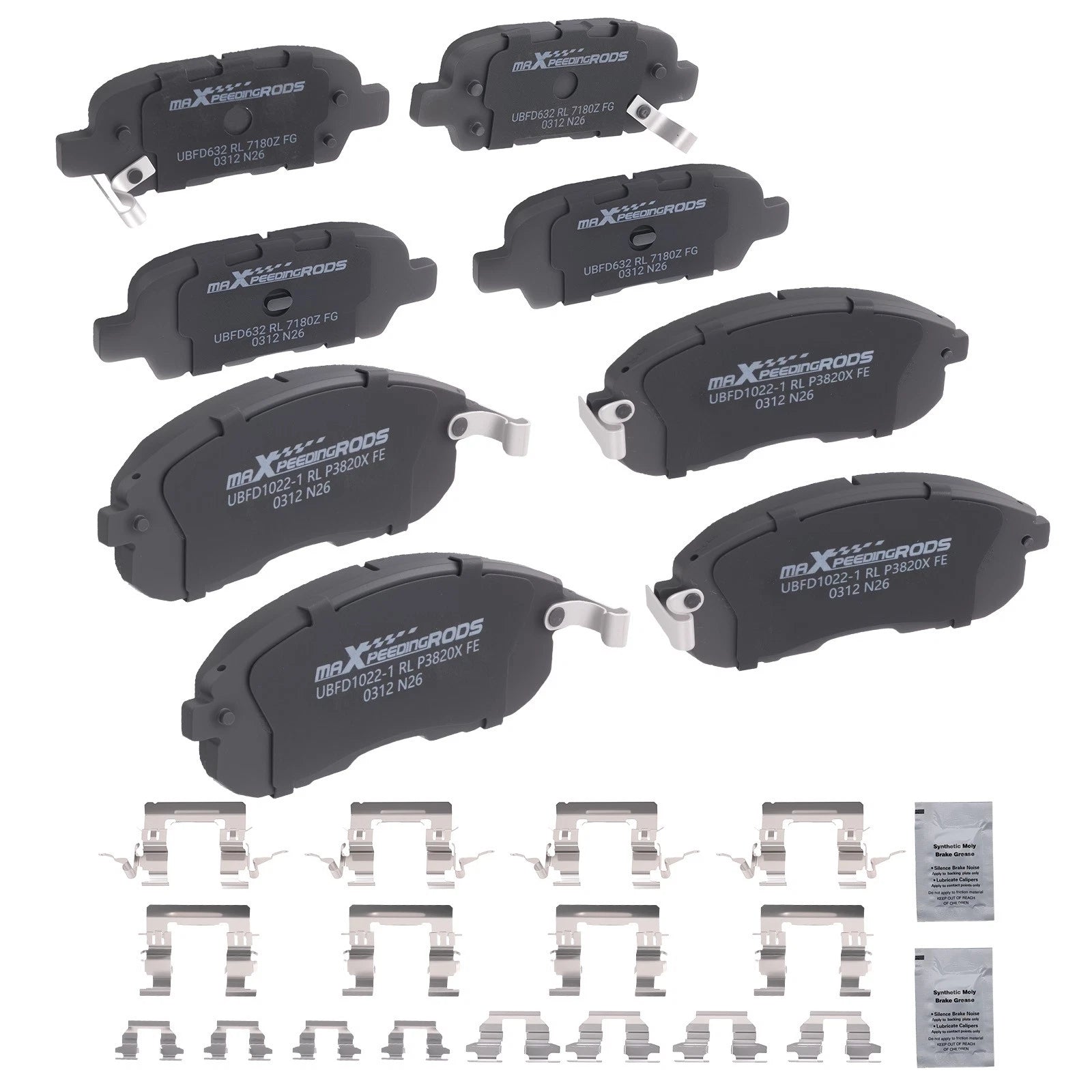 8pcs Brake Pads Set for Infiniti G35, Nissan 350Z, Altima, Juke, Sentra (2003–2015)