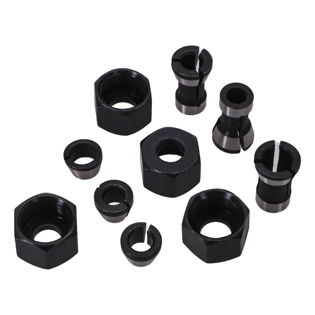 10 Piece Collet Chuck Adapter Kit for Wood Routing and Engraving