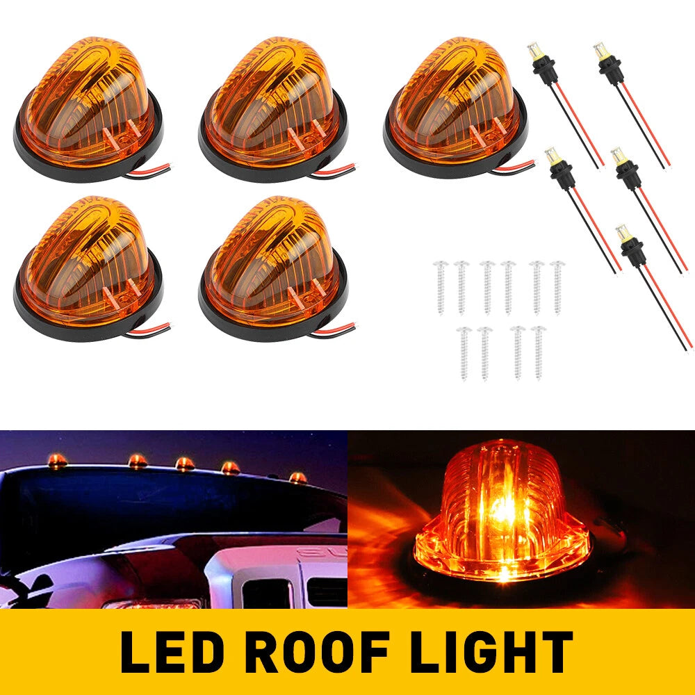 Set of 5 Amber Roof Top Cab Lights for 73-87 Chevy GMC C/K Series