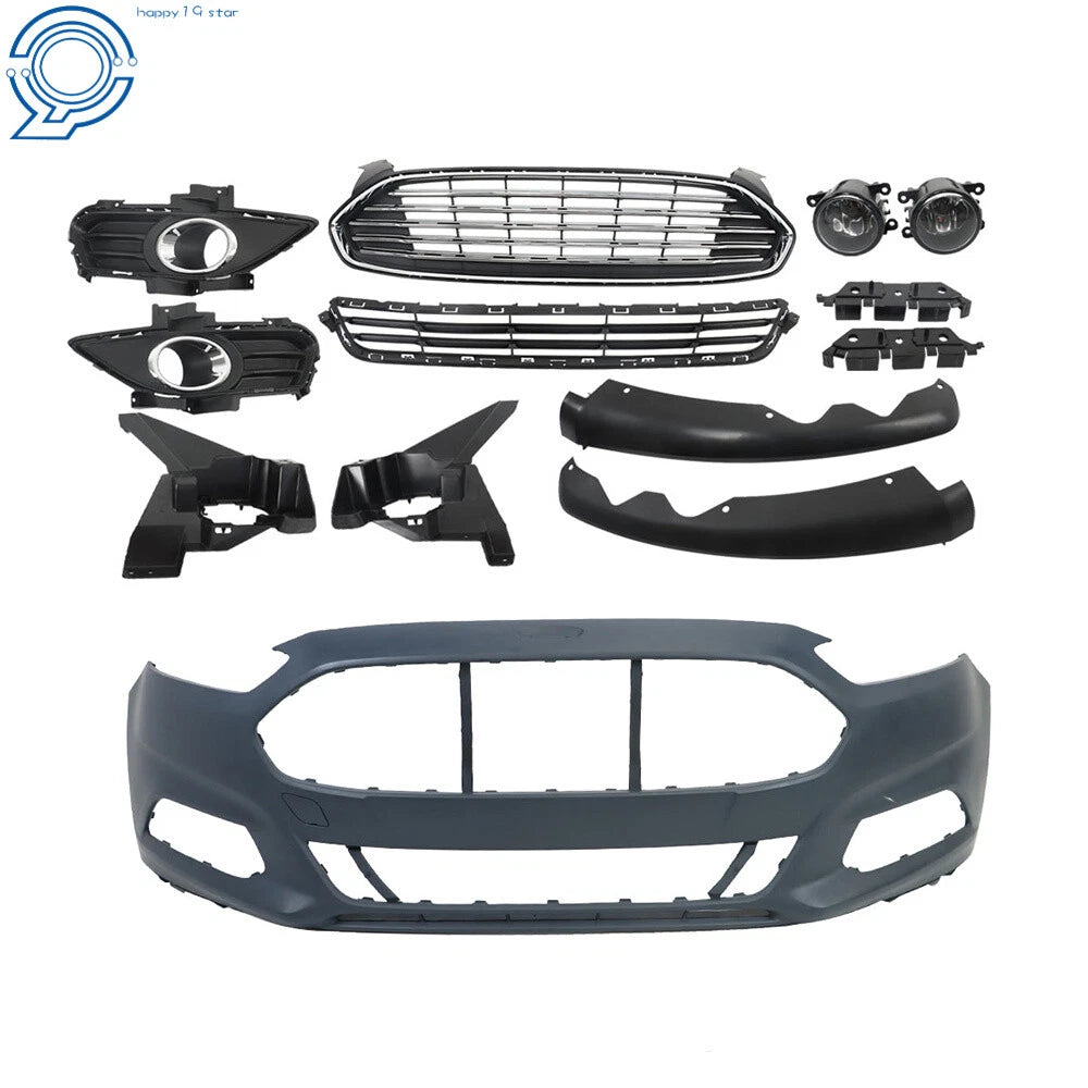 Front Bumper Cover & Grill for Ford Fusion (2013–2016) with Fog Light Covers
