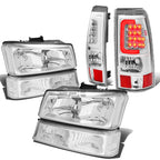Chrome Headlight + Clear Bumper + 3D LED Brake/Tail Light for Silverado (2003–2007)