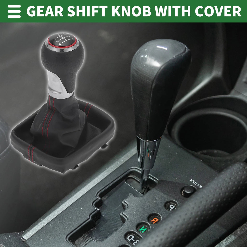 6 Speed Shift Knob with Cover for Audi A3 8P (2003–2013) Chrome Red Black