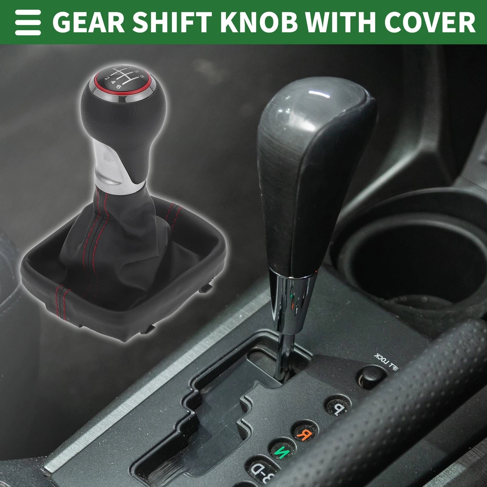 6 Speed Shift Knob with Cover for Audi A3 8P (2003–2013) Chrome Red Black