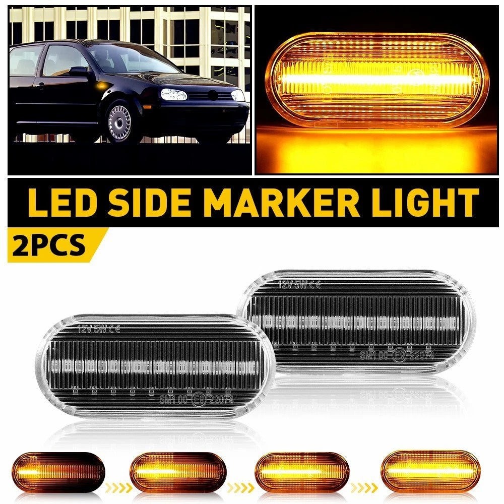 2X LED Side Marker Front Fender Lights for Volkswagen MK4 Golf Jetta (1999–2004)