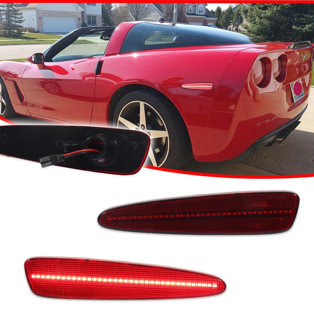 Set of 2 LED Rear Bumper Side Marker Lights for Chevy Corvette C6 (2005–2013)