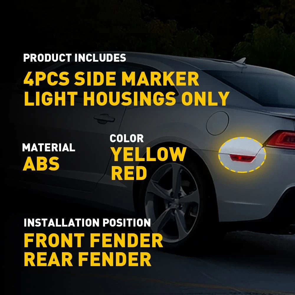 Set of 2 Amber Red Lens Bumper Side Marker Lights for Chevy Camaro (2010–2015)