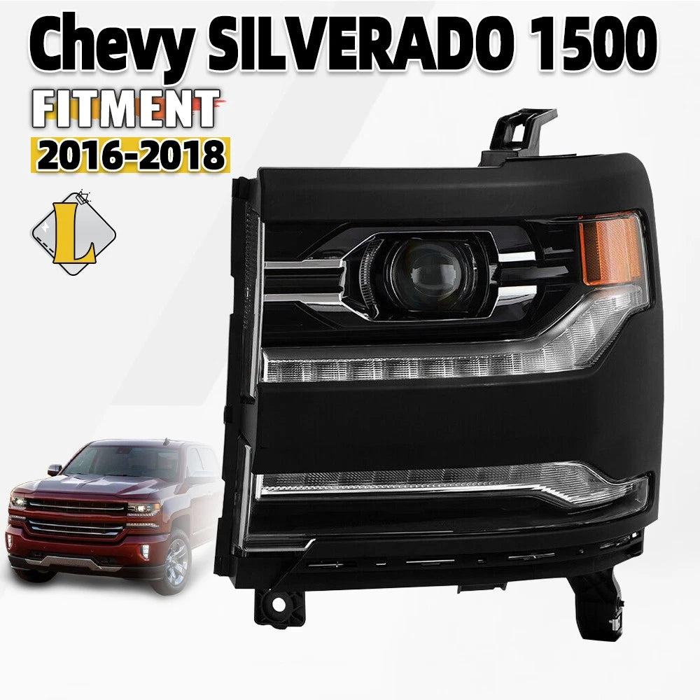 LED Projector Headlight for Chevy Silverado 1500 (2016–2018) w/Module Left
