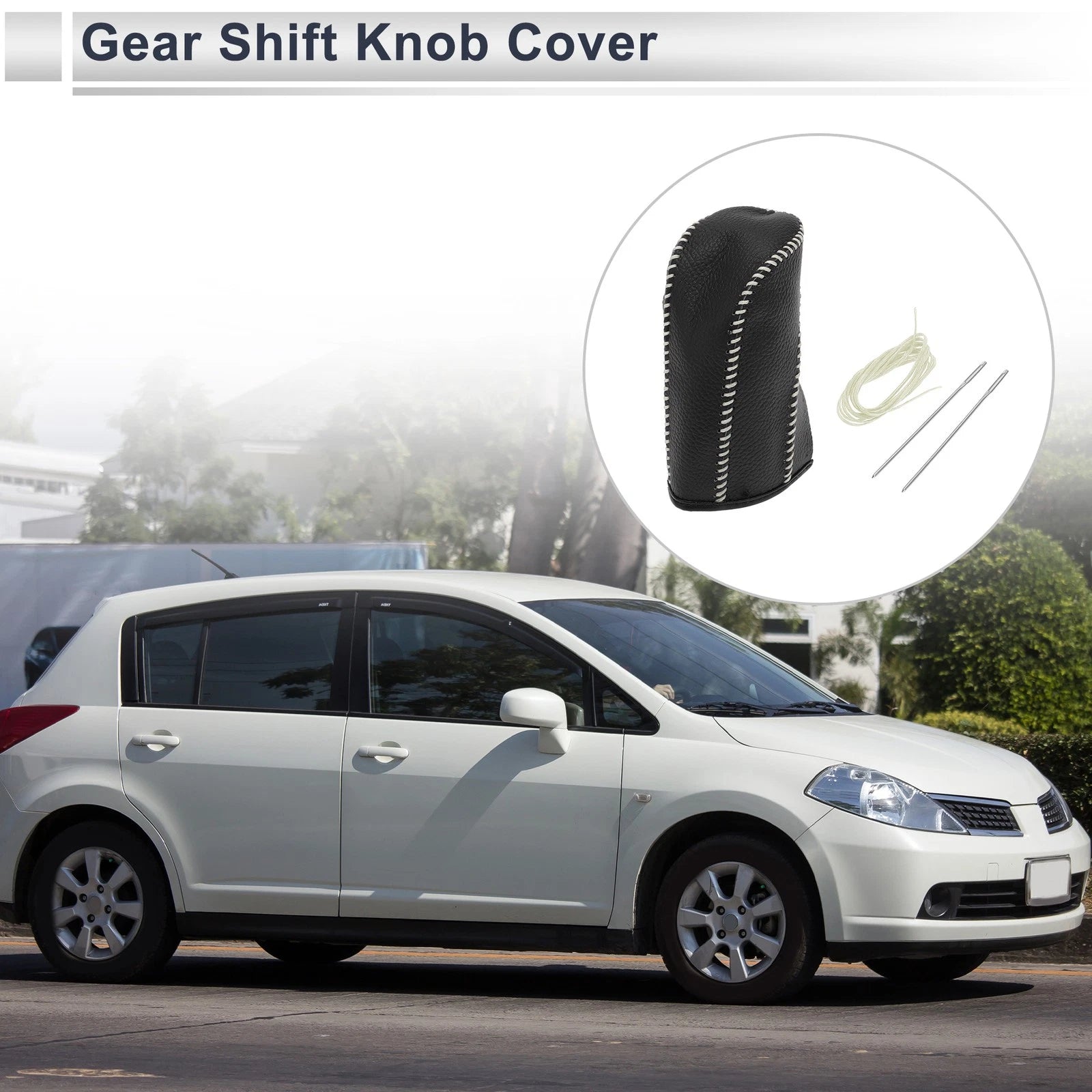 1 Pc Gear Shift Knob Cover for Nissan Tiida (2004–2012) Pebbled Black Beige
