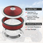 14" Round High Flow Washable Air Cleaner with Chrome Lid for SBC BBC