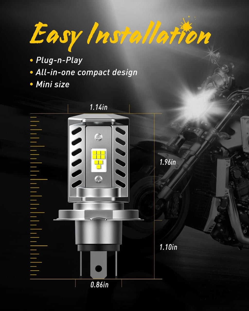 H4 LED Headlight Bulb for Car Motorcycle (6500K)
