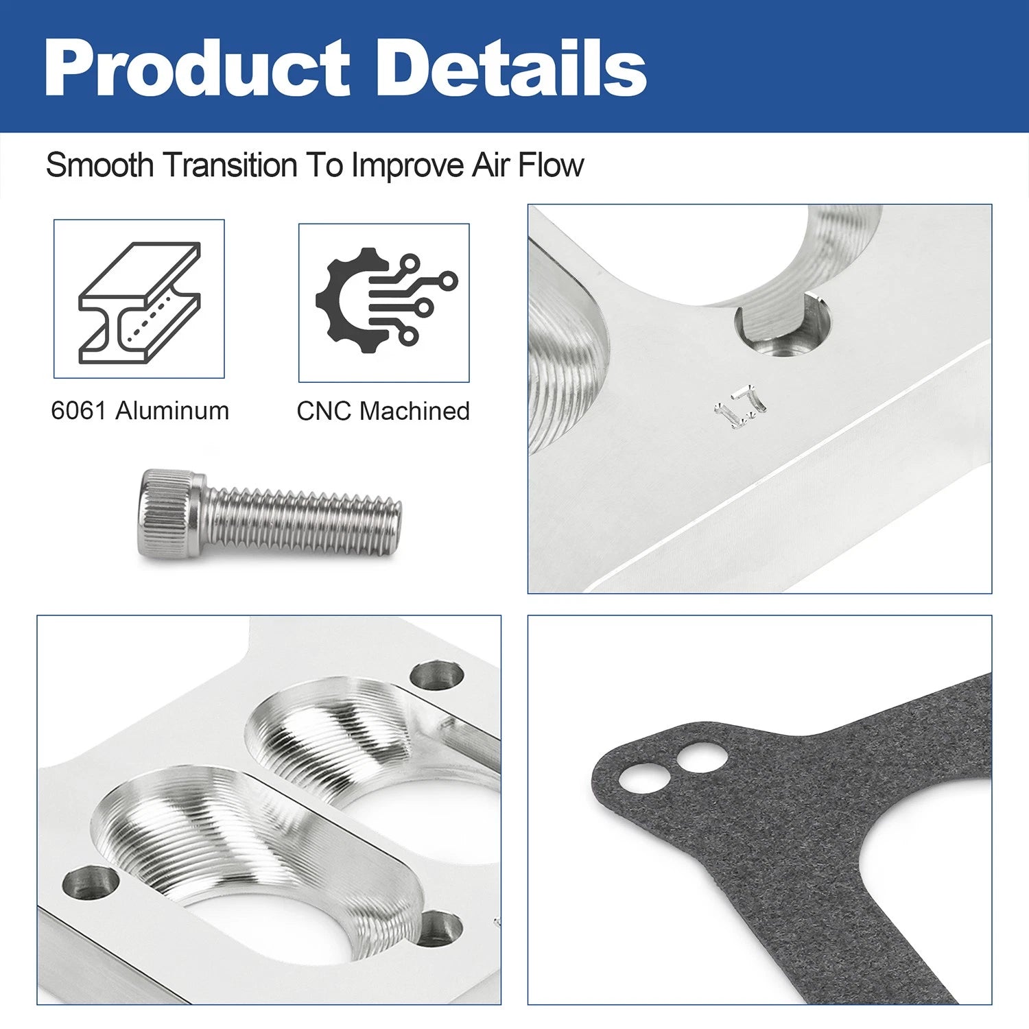 Carburetor to TBI Intake Manifold Adapter for Holley Edelbrock (1.7")