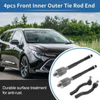 4pcs Front Inner Outer Tie Rod Ends for Toyota Solara (2004-2008)