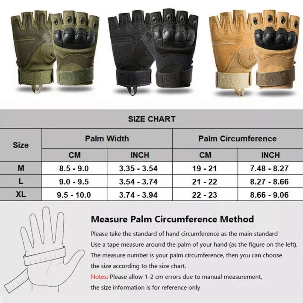Tactical Gloves for Military Training - Fingerless, Knuckle Protection