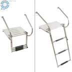 3 Step Stainless Steel Telescoping Boat Ladder with Platform and Handrails