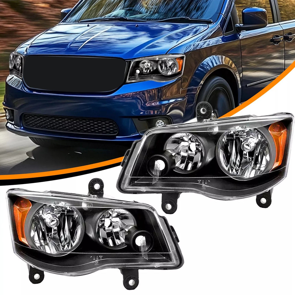 2Pcs Headlights for Dodge Grand Caravan (2011–2020) & Chrysler Town & Country (2008–2016)