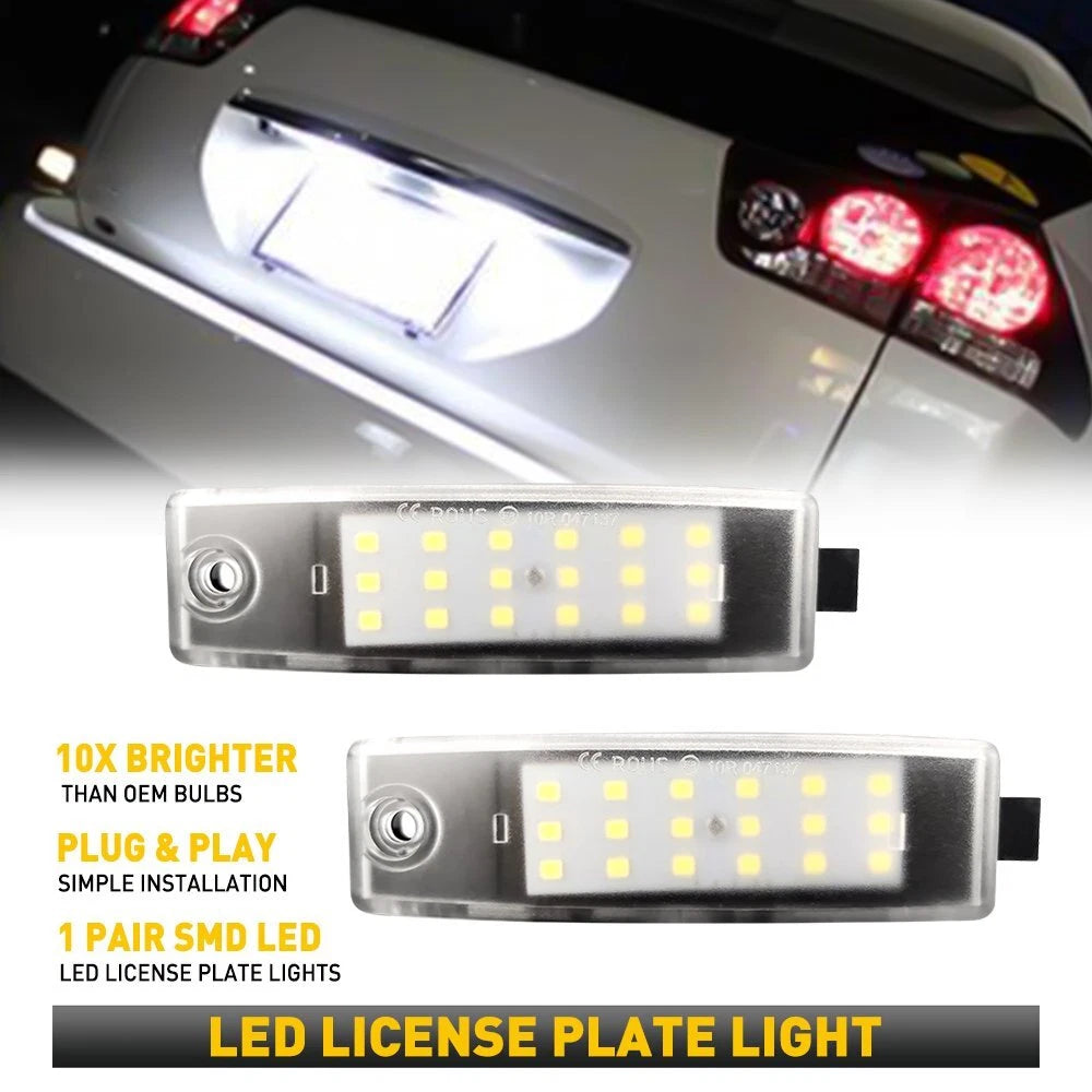 2X White Rear LED License Plate Light for Toyota Highlander (2001–2023)