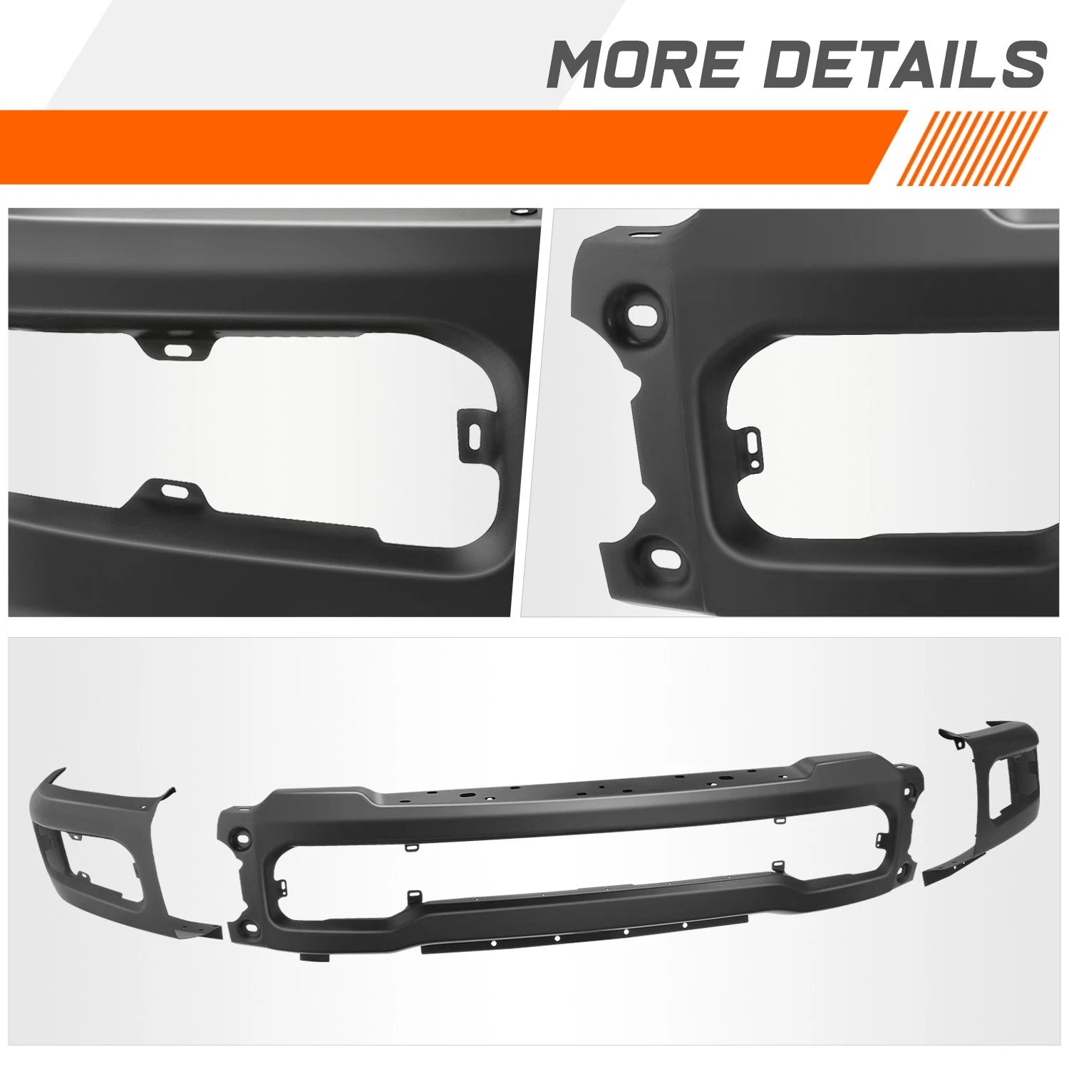 Front Bumper Face Bar for Ford F-250 F-350 SD (2023–2026) w/ Fog Light Holes Black