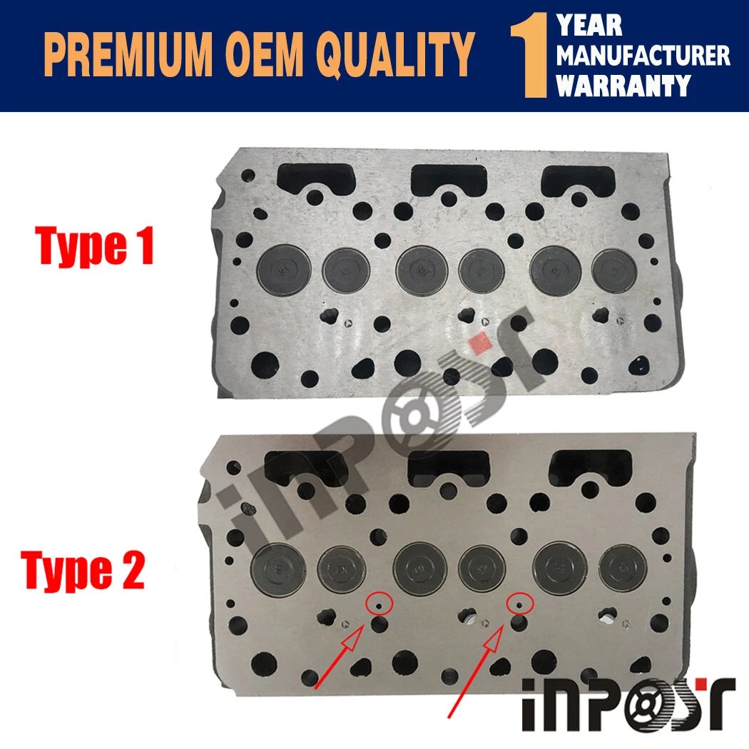 D722 Cylinder Head with Head Gasket Kit for Kubota Bobcat 316 320 322 (–)