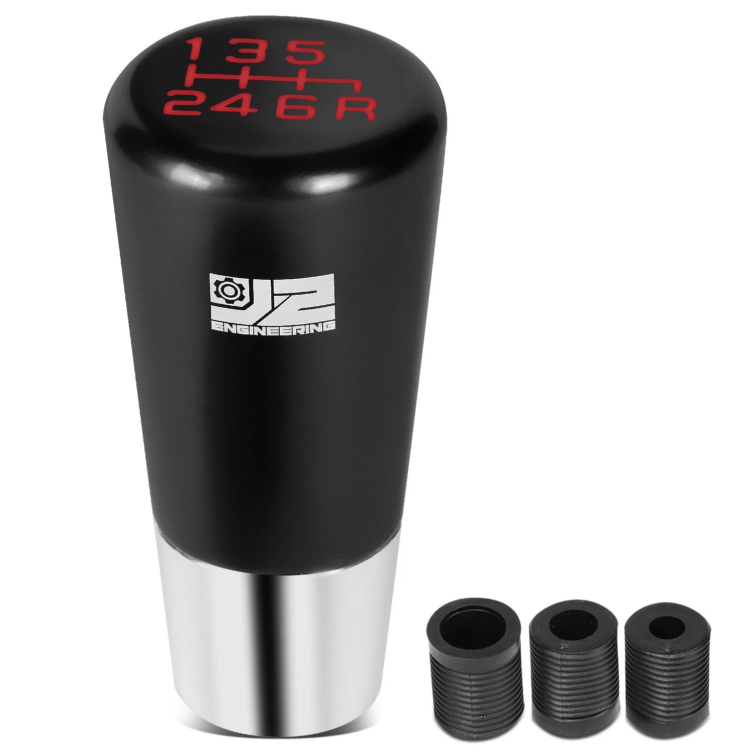 Shift Knob for Universal Fit (J2) - Aluminum Tapered Black with Adapters