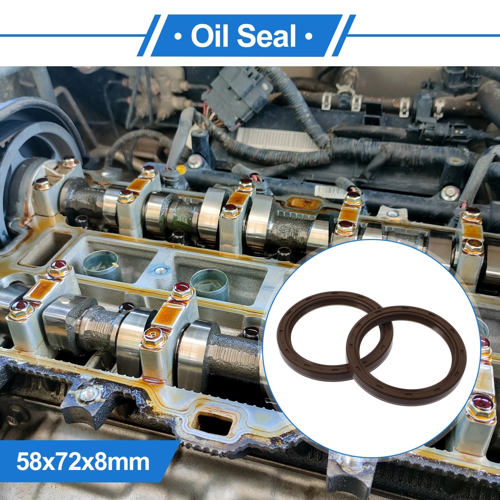 2X Oil Seal Rotary Shaft Seal FKM Rubber 58x72x8mm for Various Models 