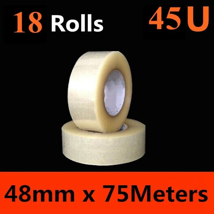Set of 18 HD Packing Tape 48mm x 75M Transparent Sealing Tapes
