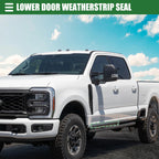 1 Pair Window Weatherstrip for Ford F-250 (1997–2007) No.F81Z2520758AA Black Rubber
