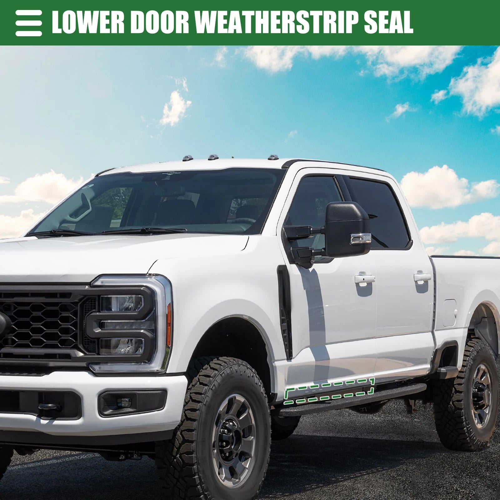 1 Pair Window Weatherstrip for Ford F-250 (1997–2007) No.F81Z2520758AA Black Rubber