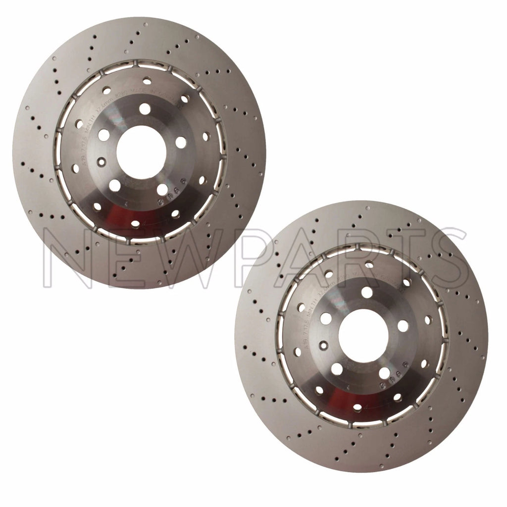 2X Front Vented Drilled Dimpled Disc Brake Rotor for Audi R8 (OEM)