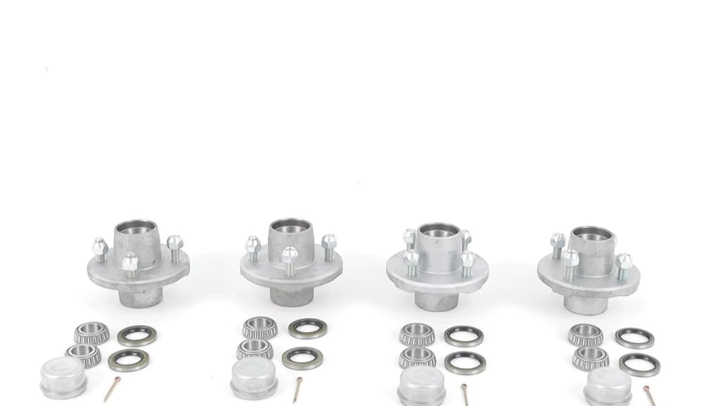 Set of 4 Galvanized Trailer Hub Kits for 2000lb Spindle (1")