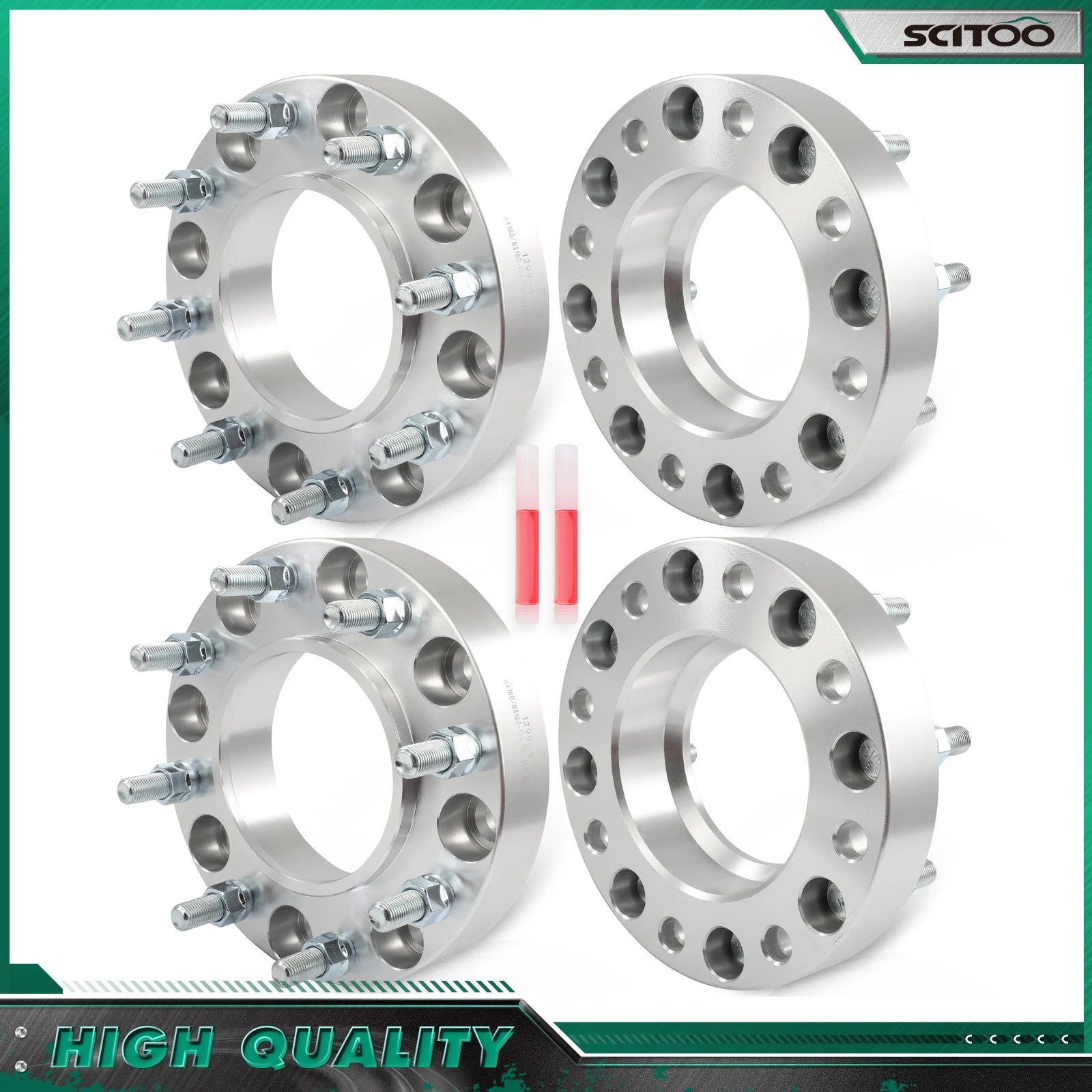 Set of 4 Hubcentric Wheel Spacers 8X180 M14x1.5 for Silverado 2500 HD (2011–2025)