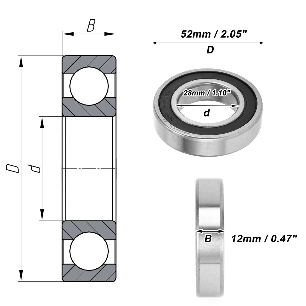 Deep Groove Ball Bearing 28x52x12mm for Scooter Skateboard (P0)
