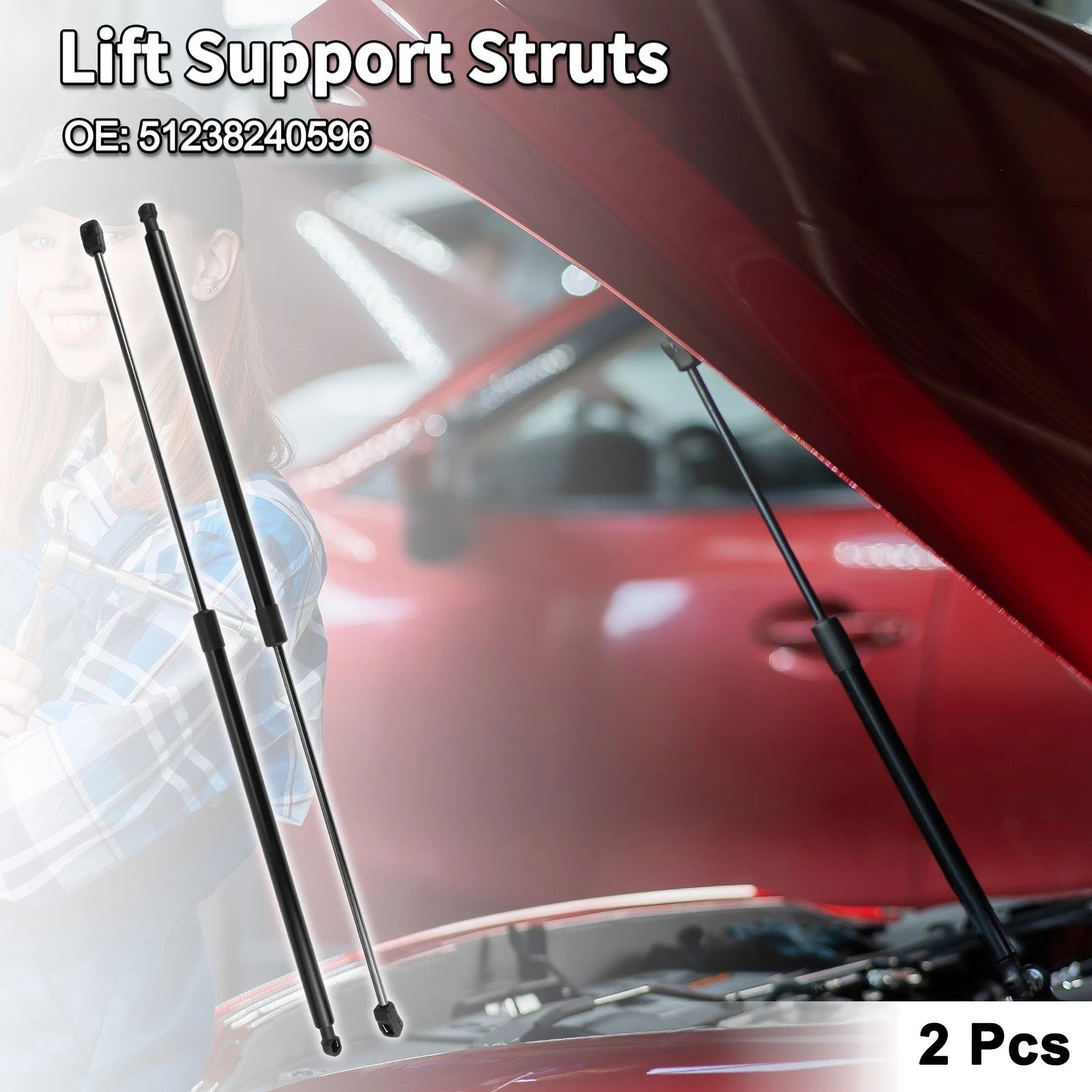 Set of 2 Front Hood Lift Supports Struts No. 51238240596 for BMW 745i/745Li (2002–2005)