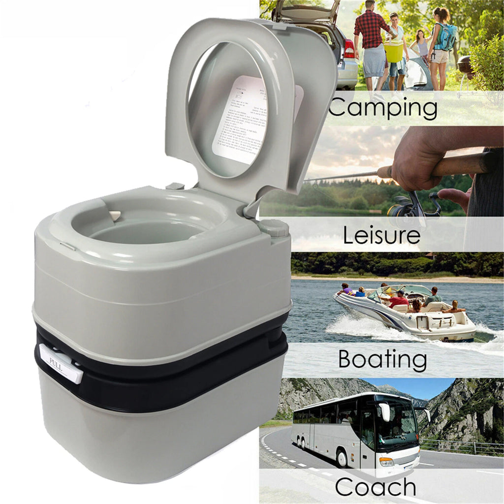Portable Toilet 24L 6.3 Gallon for Camping Travel Piston Pump Commode